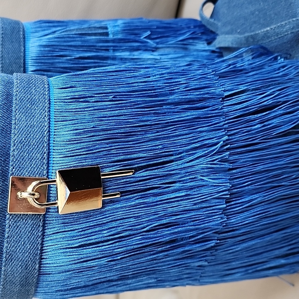 Cape Robbin Womens Blue Fringe Above Ankle Sandals Size 6 New - Picture 4 of 12